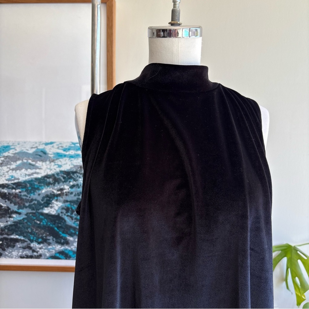 LOFT Black Sleeveless Velvet Mock Turtleneck Top Medium - Picture 8 of 8